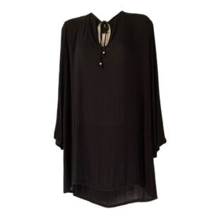 ATHENA Goddess Keyhole Front Long Sleeve Crepe TUNIC Blouse Womens Large